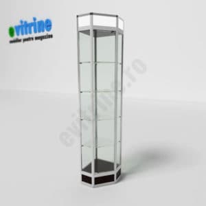 vitrine de colt, vitrine turn din aluminiu modern, vitrine pentru magazin, vitrine din sticla, vitrine din sticla pentru magazin, vitrine bijuterii, vitrine muzeu, mobilier bijuterii, mobilier muzeu, vitrine la comanda
